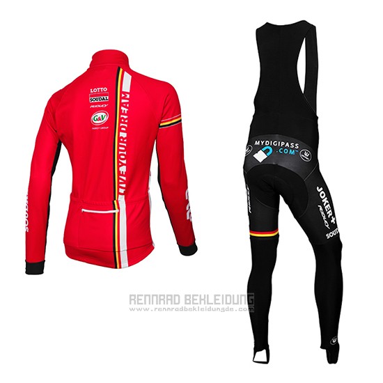 2015 Fahrradbekleidung Lotto Soudal Rot und Shwarz Trikot Langarm und Tragerhose